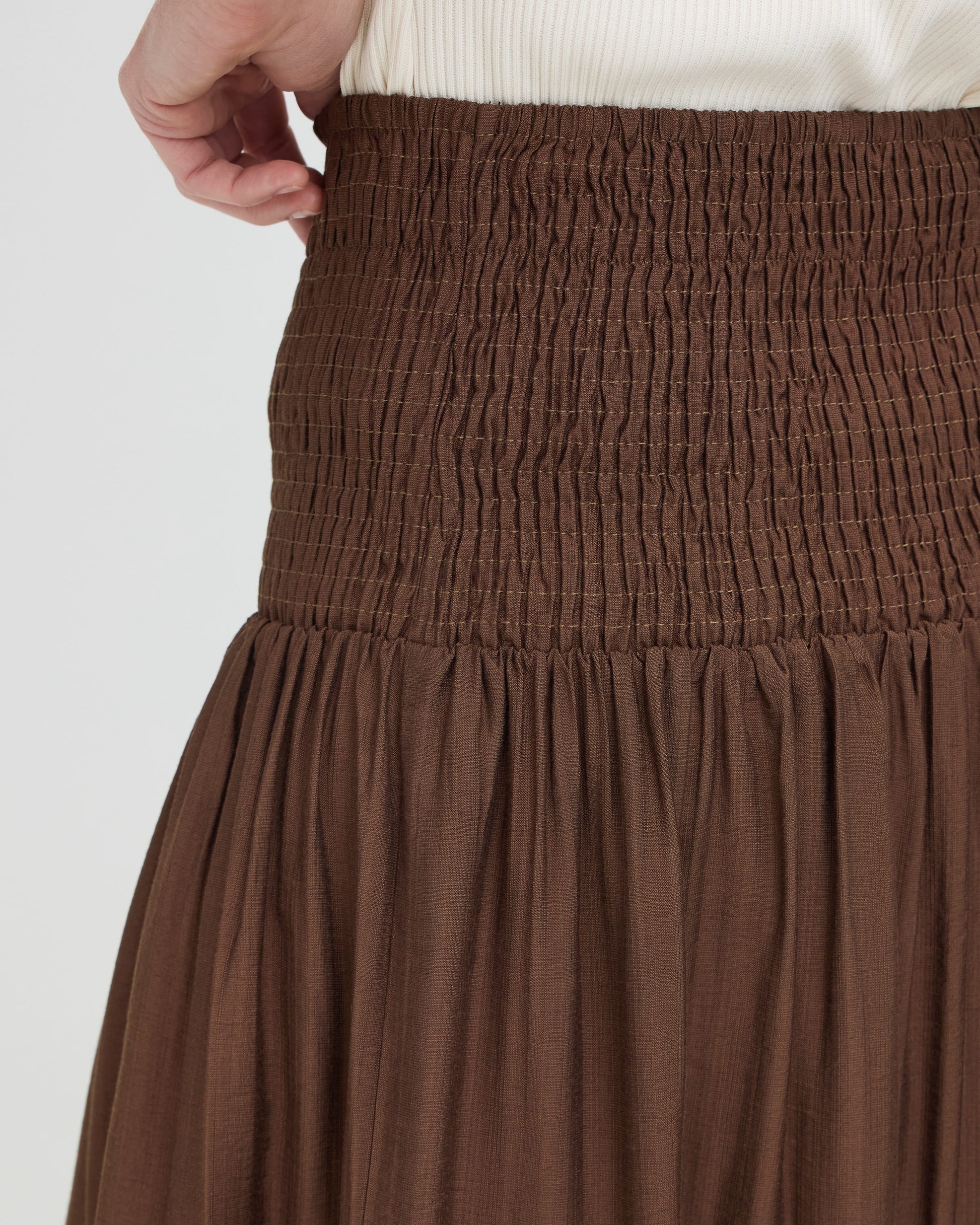 BYJOANNIE Smockad kjol French roast