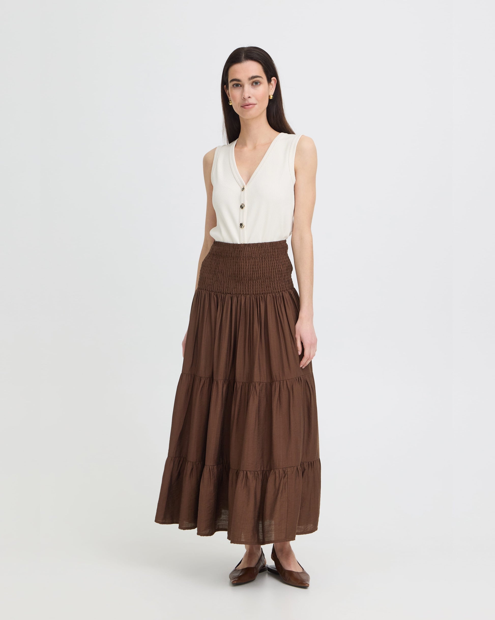 BYJOANNIE Smockad kjol French roast