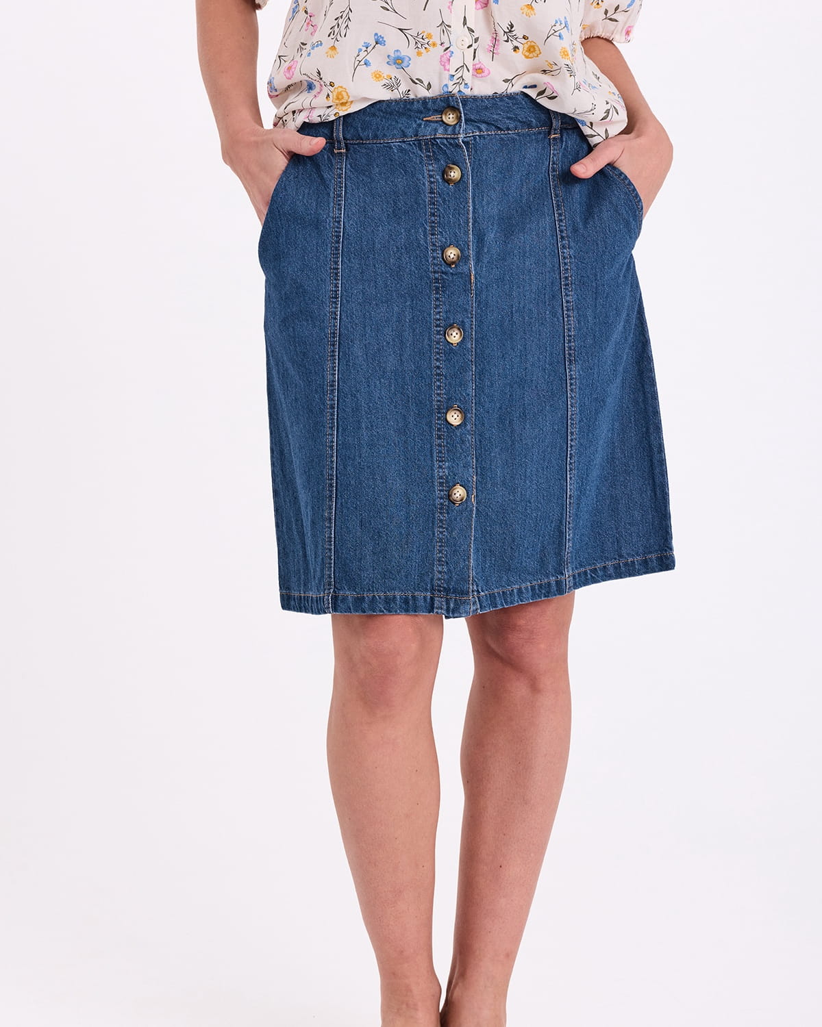 FQALIA Jeanskjol Medium Blue Denim